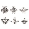 Picture of Zinc Based Alloy Insect Charms Bee Animal Antique Silver Color 26mm x 25mm, 20 PCs