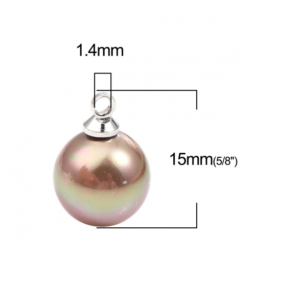 Picture of Pearl Charms Ball Silver Tone Champagne 15mm x 10mm, 5 PCs