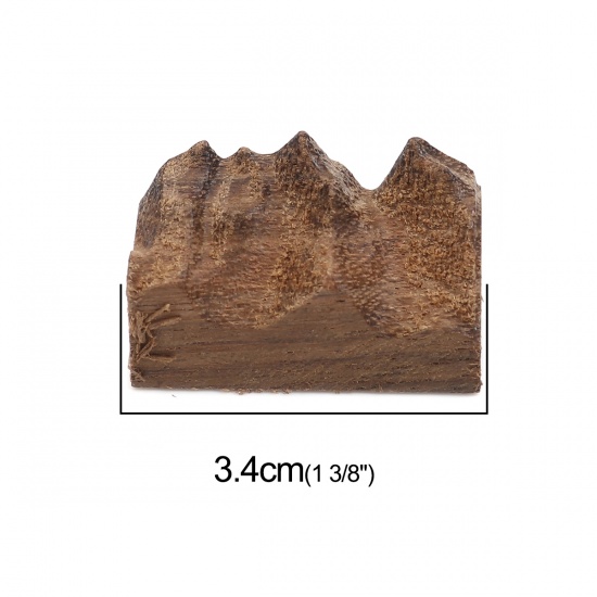 Picture of Sandalwood Resin Jewelry Craft Filling Material Khaki Mountain 34mm x 22mm, 1 Piece