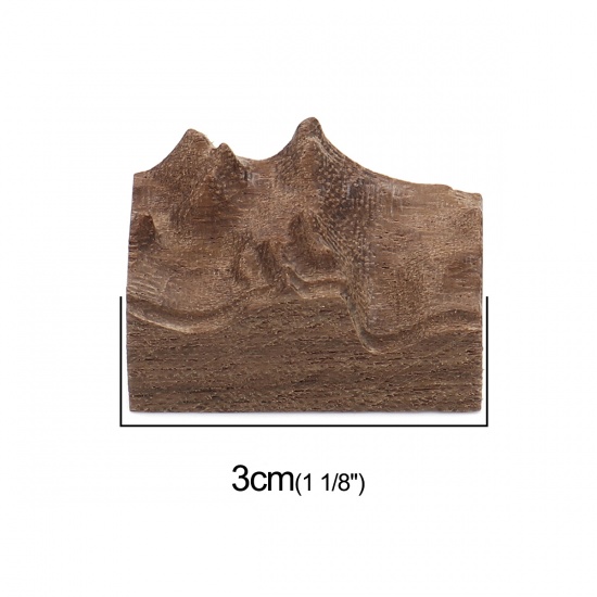 Picture of Sandalwood Resin Jewelry Craft Filling Material Khaki Mountain 30mm x 22mm, 1 Piece