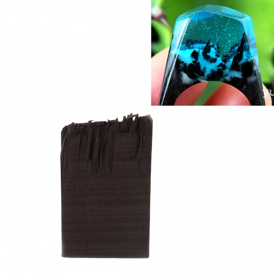 Picture of Sandalwood Resin Jewelry Craft Filling Material Dark Coffee Rectangle 51mm x 30mm, 1 Piece