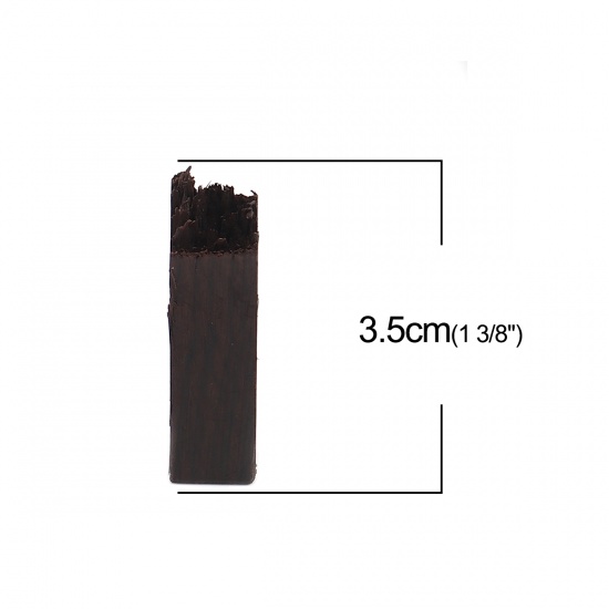 Picture of Sandalwood Resin Jewelry Craft Filling Material Dark Coffee Rectangle 35mm x 10mm, 1 Piece