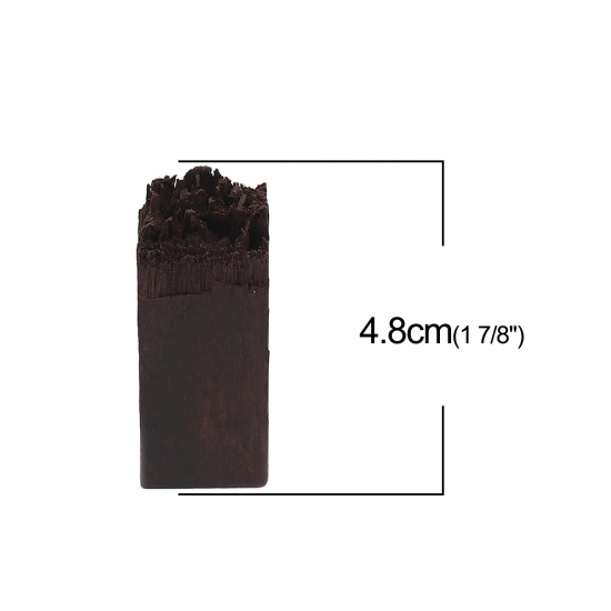 Picture of Sandalwood Resin Jewelry Craft Filling Material Dark Coffee Rectangle 48mm x 21mm, 1 Piece