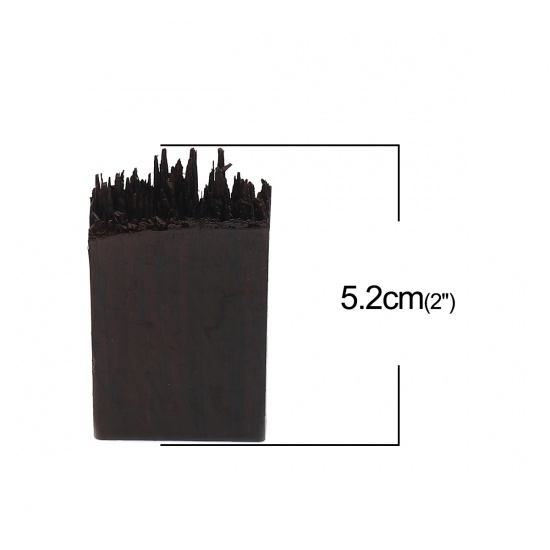 Picture of Sandalwood Resin Jewelry Craft Filling Material Dark Coffee Rectangle 52mm x 30mm, 1 Piece