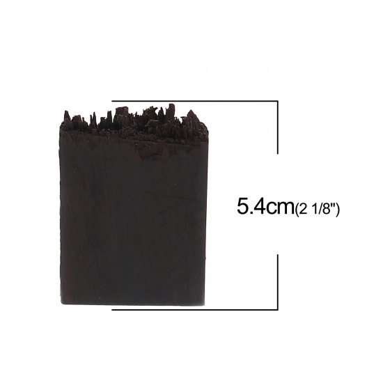 Picture of Sandalwood Resin Jewelry Craft Filling Material Dark Coffee Rectangle 54mm x 39mm, 1 Piece