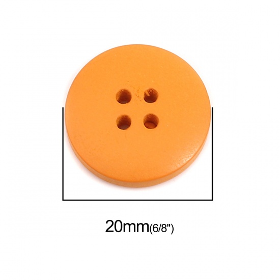 Picture of Wood Sewing Buttons Scrapbooking 4 Holes Round Orange 20mm Dia., 50 PCs