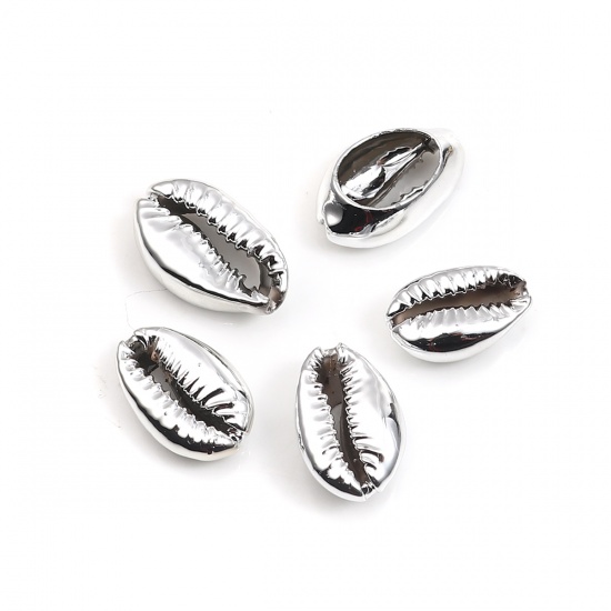 Picture of Natural Charms Silver Tone Conch/ Sea Snail Plating 20mm x 12mm - 16mm x 10mm, 5 PCs