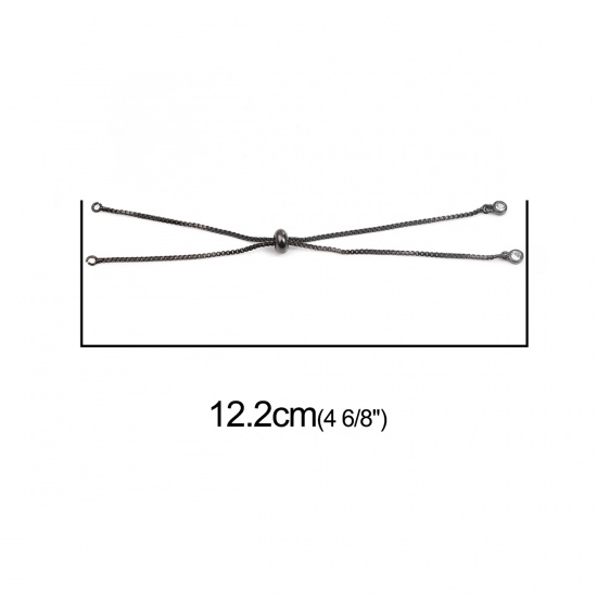 Image de Chaînes d'Extension Glissé Pour Colliers Bracelets en Laiton Gun Métal Réglable à Strass Transparent 12.2cm long, 1 Pièce                                                                                                                                     