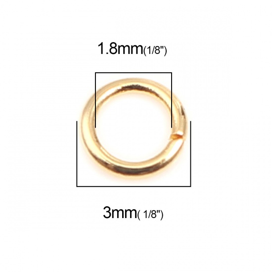 Immagine di 0.5mm 304 Acciaio Inossidabile Aperto Stile Anello di Salto Anello Oro Placcato 3mm Dia., 100 Pz
