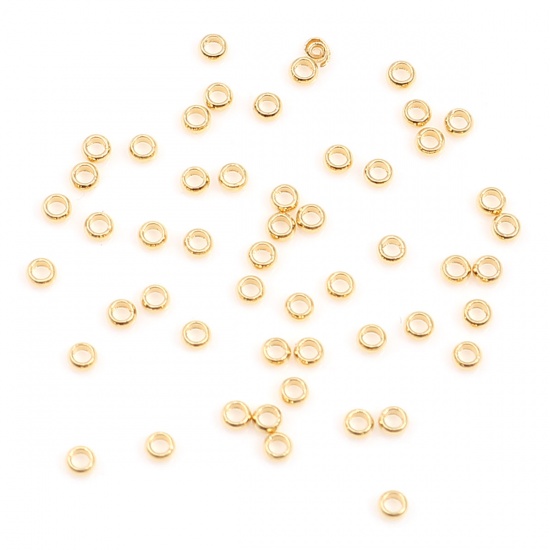 Picture of 304 Stainless Steel Crimp Beads Cylinder Gold Plated About 1.5mm Dia., Hole: Approx 0.5mm, 100 PCs