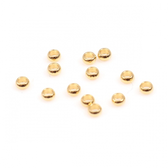 Picture of 304 Stainless Steel Crimp Beads Cylinder Gold Plated About 1.5mm Dia., Hole: Approx 0.5mm, 100 PCs