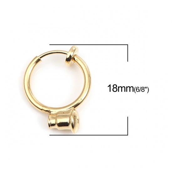 Picture of Brass Non Piercing Clip-on Earring Converter Turn Any Stud Into Clip-on Gold Plated Round 18mm x 13mm, 10 PCs                                                                                                                                                 