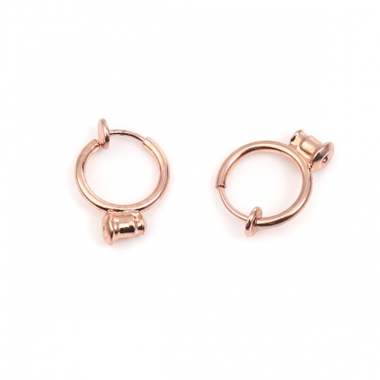 Picture of Brass Non Piercing Clip-on Earring Converter Turn Any Stud Into Clip-on Rose Gold Round 18mm x 13mm, 10 PCs                                                                                                                                                   