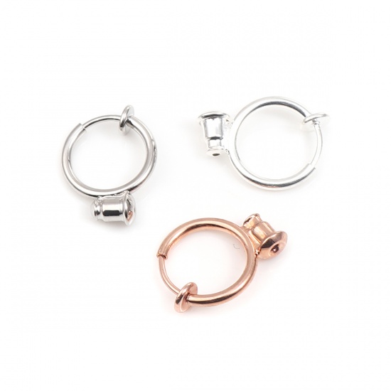 Picture of Brass Non Piercing Clip-on Earring Converter Turn Any Stud Into Clip-on Rose Gold Round 18mm x 13mm, 10 PCs                                                                                                                                                   