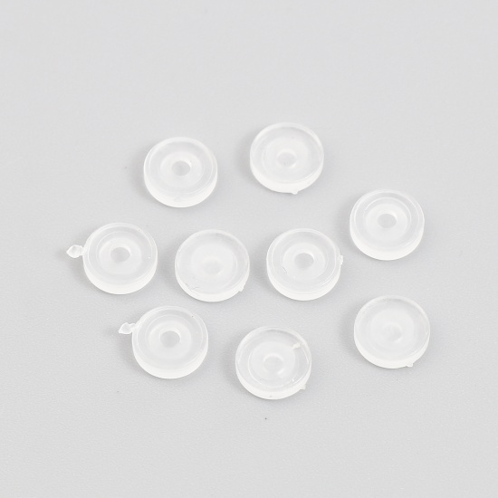 Picture of Silicone Anti-Pain Ear Clip Cushions Findings Round Transparent Clear 7mm, 10 PCs