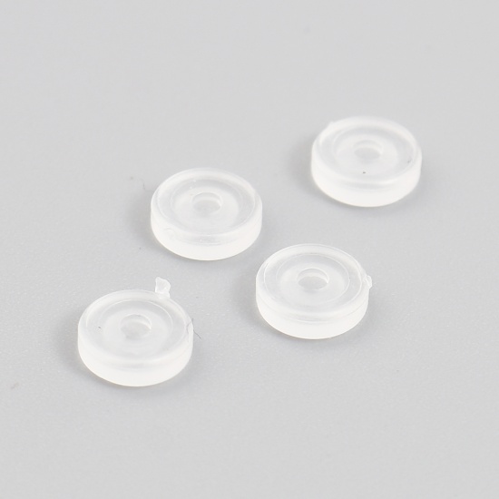 Picture of Silicone Anti-Pain Ear Clip Cushions Findings Round Transparent Clear 7mm, 10 PCs