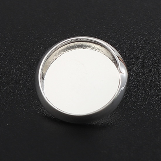 Picture of Zinc Based Alloy Cabochon Settings Cabochon Frame Settings Round Silver Plated (Fits 10mm Dia.) 12mm Dia., 20 PCs
