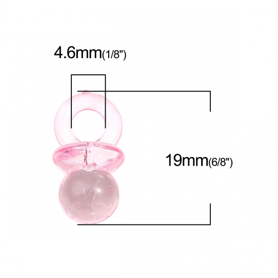 Picture of Acrylic Charms Pacifier Pink 19mm x 10mm, 200 PCs