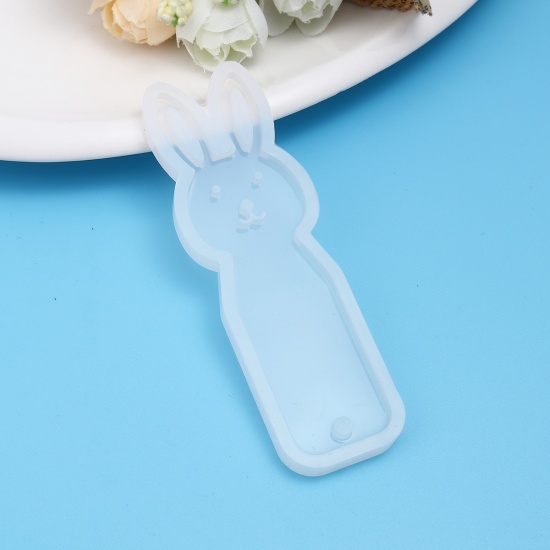 Immagine di Silicone Muffa della Resina per Gioielli Rendendo Segnalibro Bianco Coniglio 95mm x 30mm, 2 Pz
