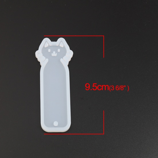 Immagine di Silicone Muffa della Resina per Gioielli Rendendo Segnalibro Bianco Gatto 95mm x 36mm, 2 Pz