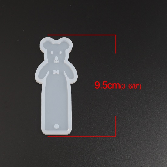 Immagine di Silicone Muffa della Resina per Gioielli Rendendo Segnalibro Bianco Orso 95mm x 40mm, 2 Pz