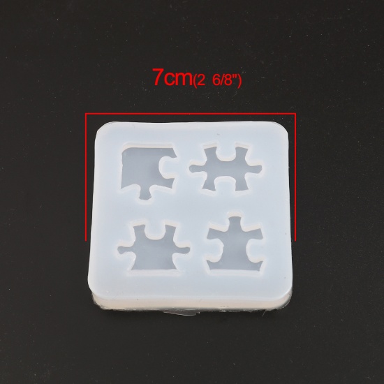 Immagine di Silicone Muffa della Resina per Gioielli Rendendo Quadrato Bianco Puzzel 70mm x 70mm, 1 Pz