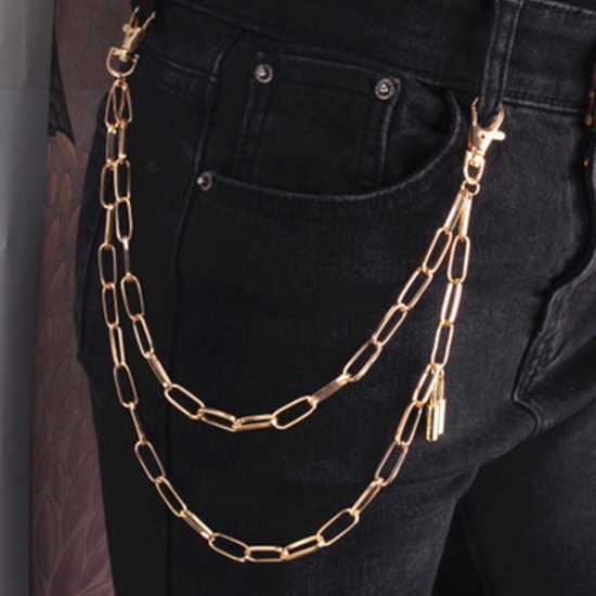 Picture of Body Belly Chain Paperclip Chains Necklace Lock Gold Plated 53cm, 1 Piece