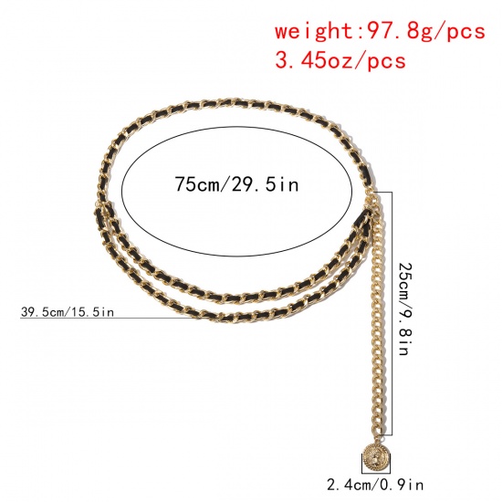 Picture of Body Belly Chain Necklace Gold Plated Round Person 75cm(29 4/8") long, 1 Piece