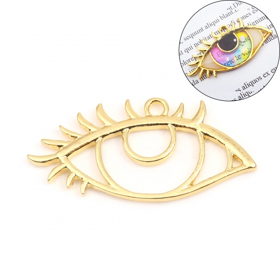 Picture of Zinc Based Alloy Open Back Bezel For Resin Gold Plated Eye 41mm x 20mm, 5 PCs