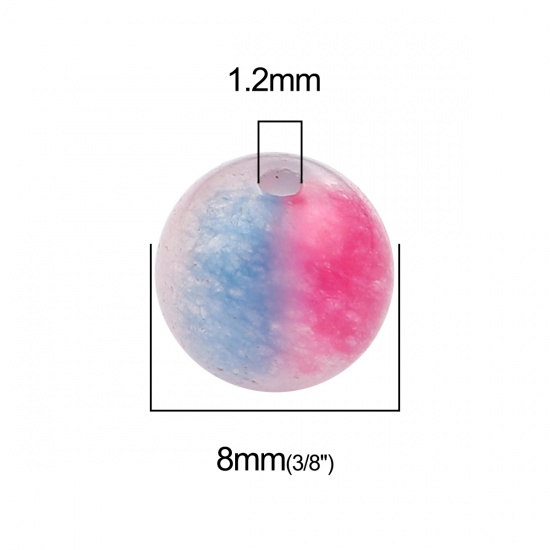 Picture of (Grade B) Stone ( Natural Dyed ) Beads Round Blue & Fuchsia About 8mm Dia., Hole: Approx 1.2mm, 50 PCs