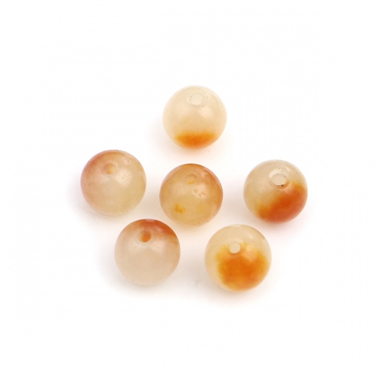 Picture of (Grade B) Stone ( Natural Dyed ) Beads Round Brown Yellow About 8mm Dia., Hole: Approx 1.2mm, 50 PCs