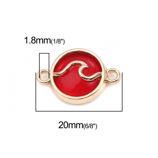 Imagen de Zamak Religión Conectores Ronda Chapado en Oro Rojo Ola 20mm x 14mm, 10 Unidades