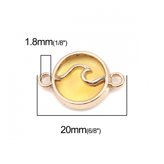 Imagen de Zamak Religión Conectores Ronda Chapado en Oro Naranja Ola 20mm x 14mm, 10 Unidades