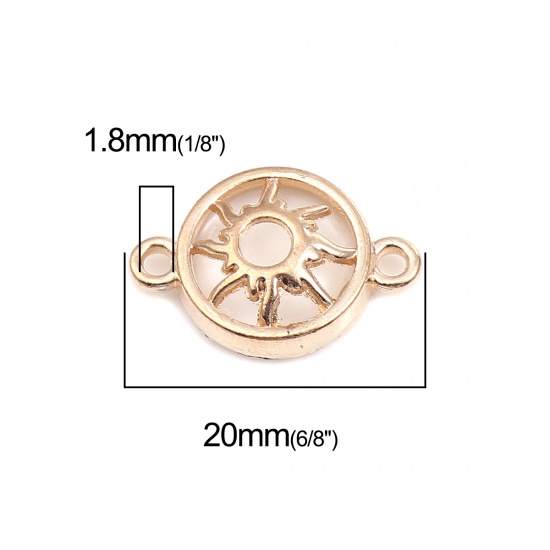 Picture of Zinc Based Alloy Galaxy Connectors Round Gold Plated White Sun 20mm x 14mm, 10 PCs