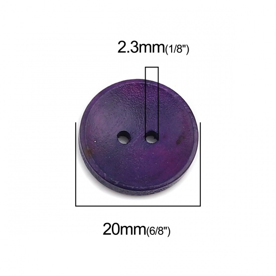 Picture of Wood Sewing Buttons Scrapbooking Two Holes Round At Random Mixed 20mm Dia., 50 PCs