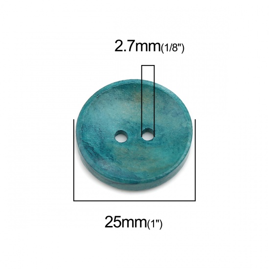 Picture of Wood Sewing Buttons Scrapbooking Two Holes Round At Random Mixed 25mm Dia., 50 PCs