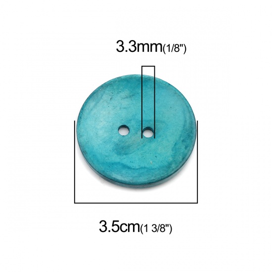 Picture of Wood Sewing Buttons Scrapbooking Two Holes Round At Random Mixed 35mm Dia., 50 PCs