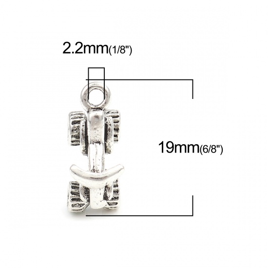 Picture of Zinc Based Alloy Charms Motorcycle Antique Silver Color 19mm x 14mm, 20 PCs