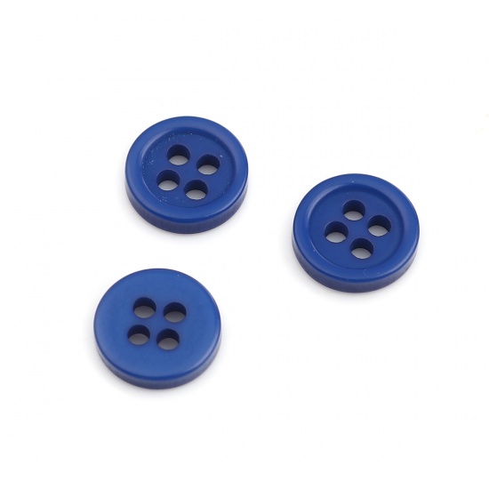 Picture of Resin Sewing Buttons Scrapbooking 4 Holes Round Blue 9mm Dia, 500 PCs