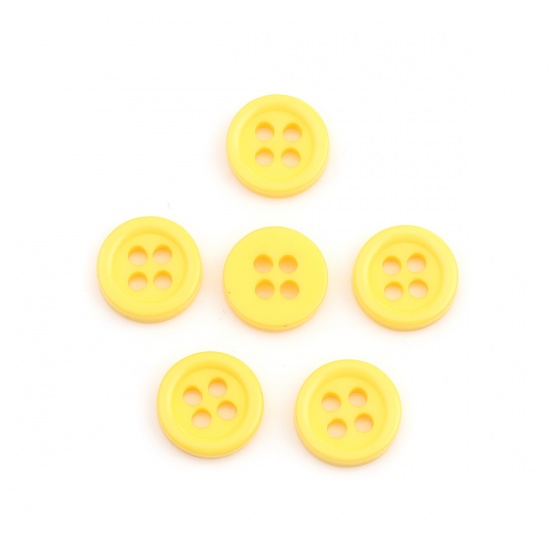 Picture of Resin Sewing Buttons Scrapbooking 4 Holes Round Orange 9mm Dia, 500 PCs