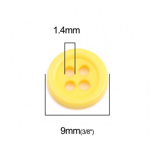 Picture of Resin Sewing Buttons Scrapbooking 4 Holes Round Orange 9mm Dia, 500 PCs