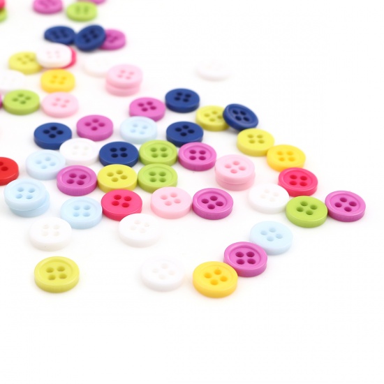 Picture of Resin Sewing Buttons Scrapbooking 4 Holes Round At Random Mixed 9mm Dia, 500 PCs