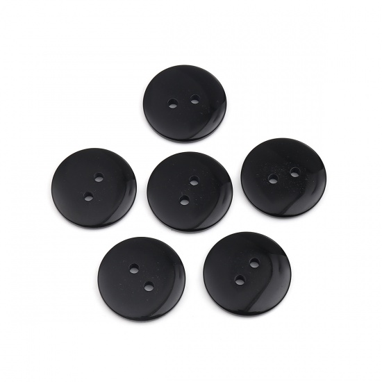 Picture of Resin Sewing Buttons Scrapbooking Two Holes Round Black 28mm Dia, 50 PCs