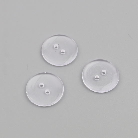 Picture of Resin Sewing Buttons Scrapbooking Two Holes Round Transparent Clear 15mm Dia, 300 PCs