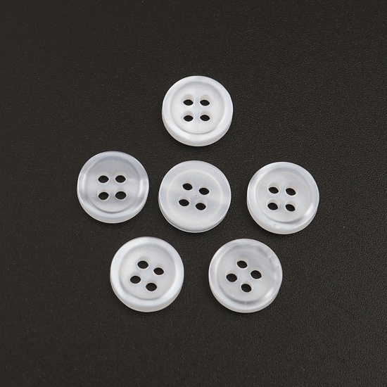樹脂 縫製ボタン 4つ穴 円形 銀灰色 10mm 直径、 500 個 の画像