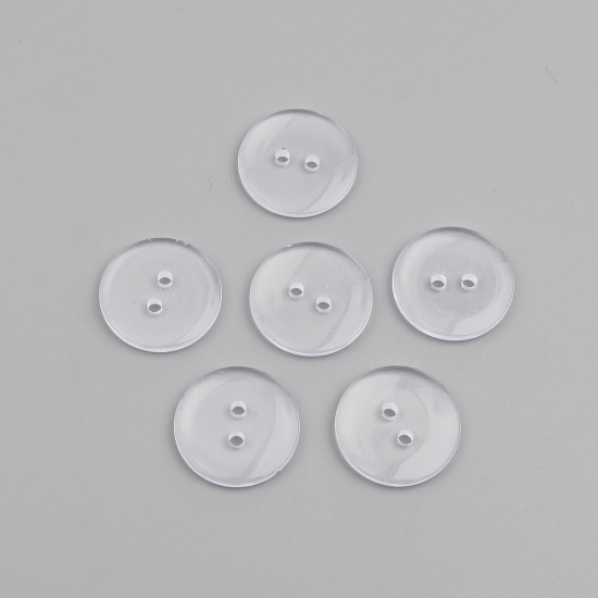 Picture of Resin Sewing Buttons Scrapbooking Two Holes Round Transparent Clear 20mm Dia, 100 PCs
