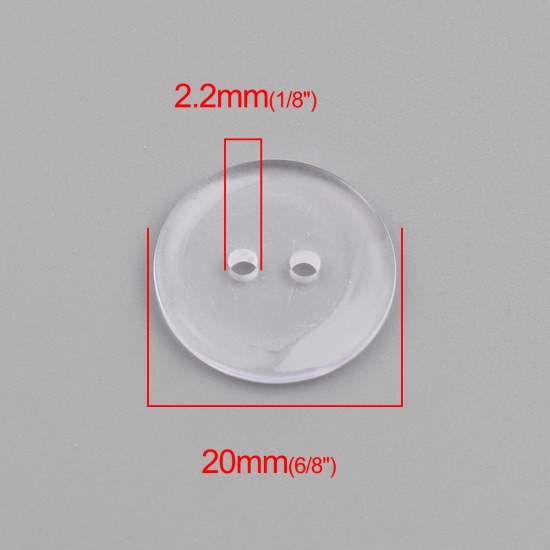 Picture of Resin Sewing Buttons Scrapbooking Two Holes Round Transparent Clear 20mm Dia, 100 PCs