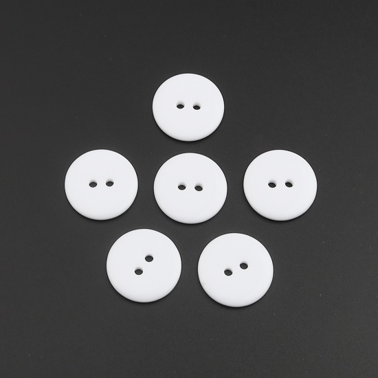 Picture of Resin Sewing Buttons Scrapbooking Two Holes Round White 20mm Dia, 100 PCs