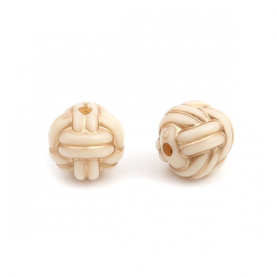 Picture of Resin Spacer Beads Ball Beige About 11mm Dia, Hole: Approx 1.8mm, 5 PCs
