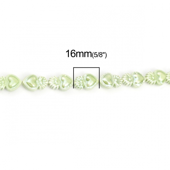 Immagine di Ceramica Diatanziale Perline Cuore Verde Circa 16mm x 10mm, Foro: Circa 0.9mm, lunghezza: 31.5cm 1 Filo （Circa 20 Pezzi/Treccia)